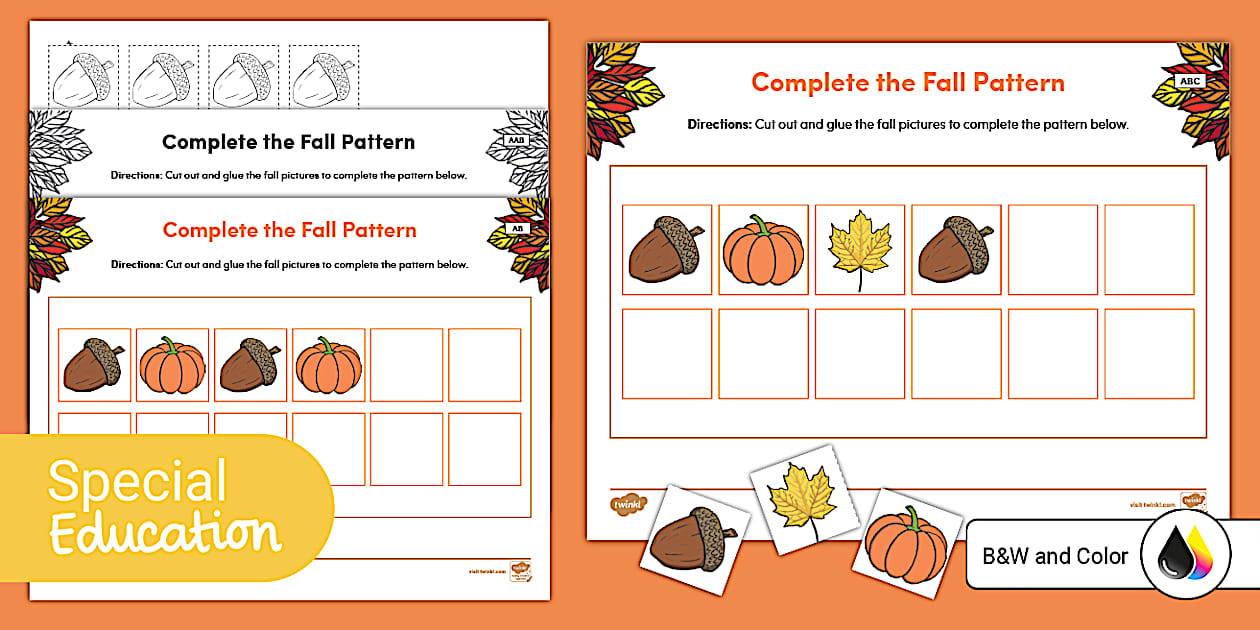 Fall Pattern Practice for Special Education - Twinkl