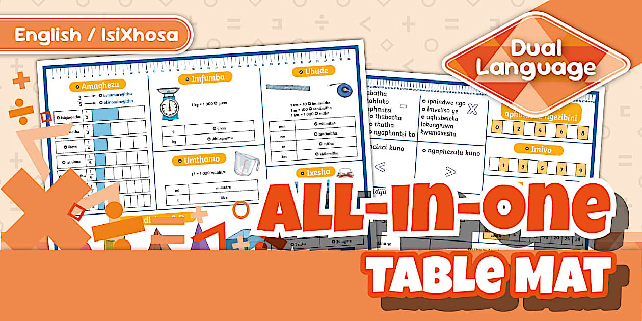 Grade 4 Maths Term 4 - All-in-one Table Mat - Mat: isiXhosa/English (CAPS