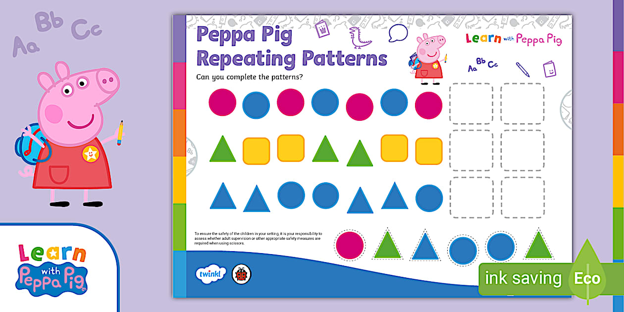 FREE! - Peppa Pig: Repeating Patterns Worksheet | Twinkl