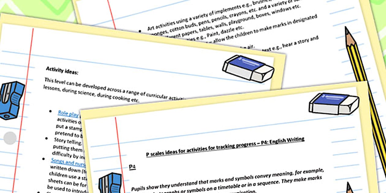 P Scales Ideas Activities for Tracking Progress English Writing
