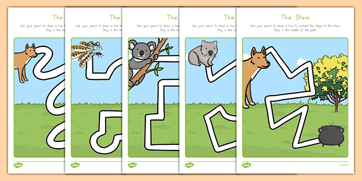 The Stew Pencil Control Path Worksheet / Worksheet