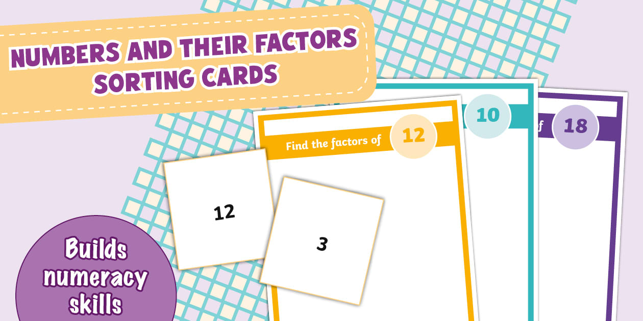 Numbers and Their Factors Sorting Cards
