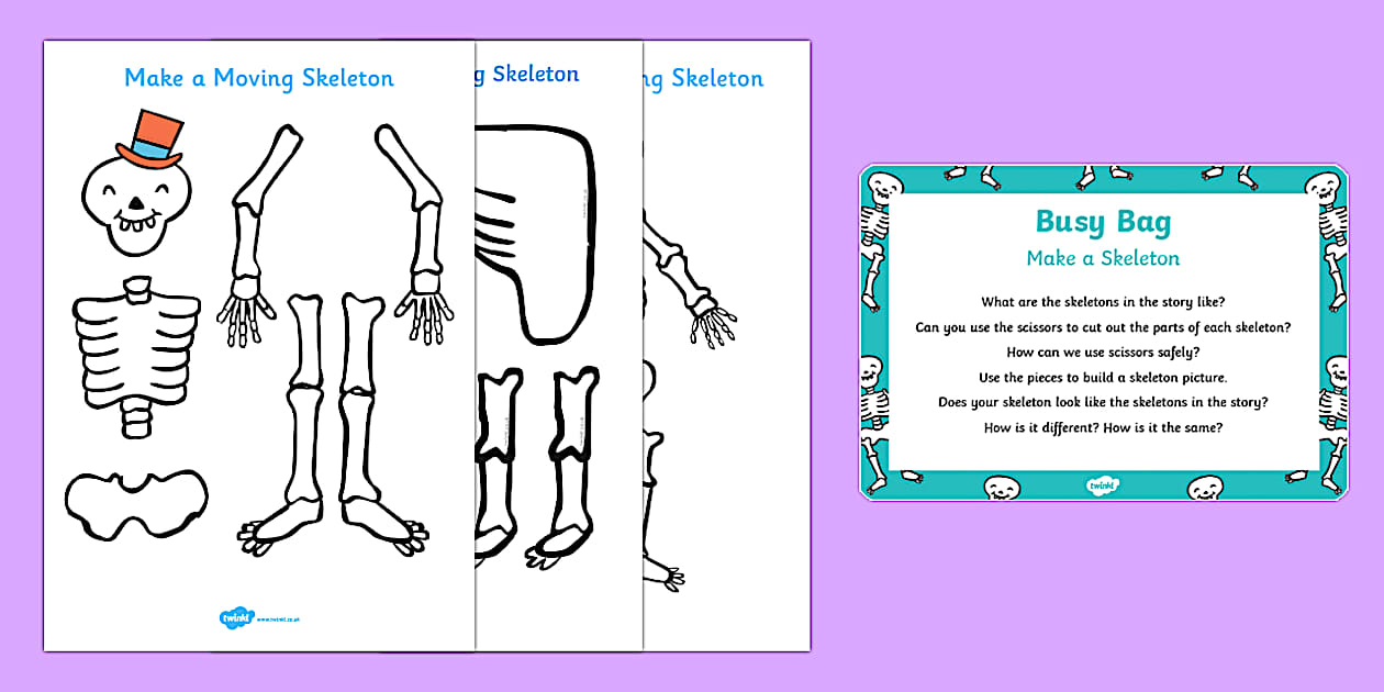 Make a Skeleton Busy Bag Prompt Card and Resource Pack