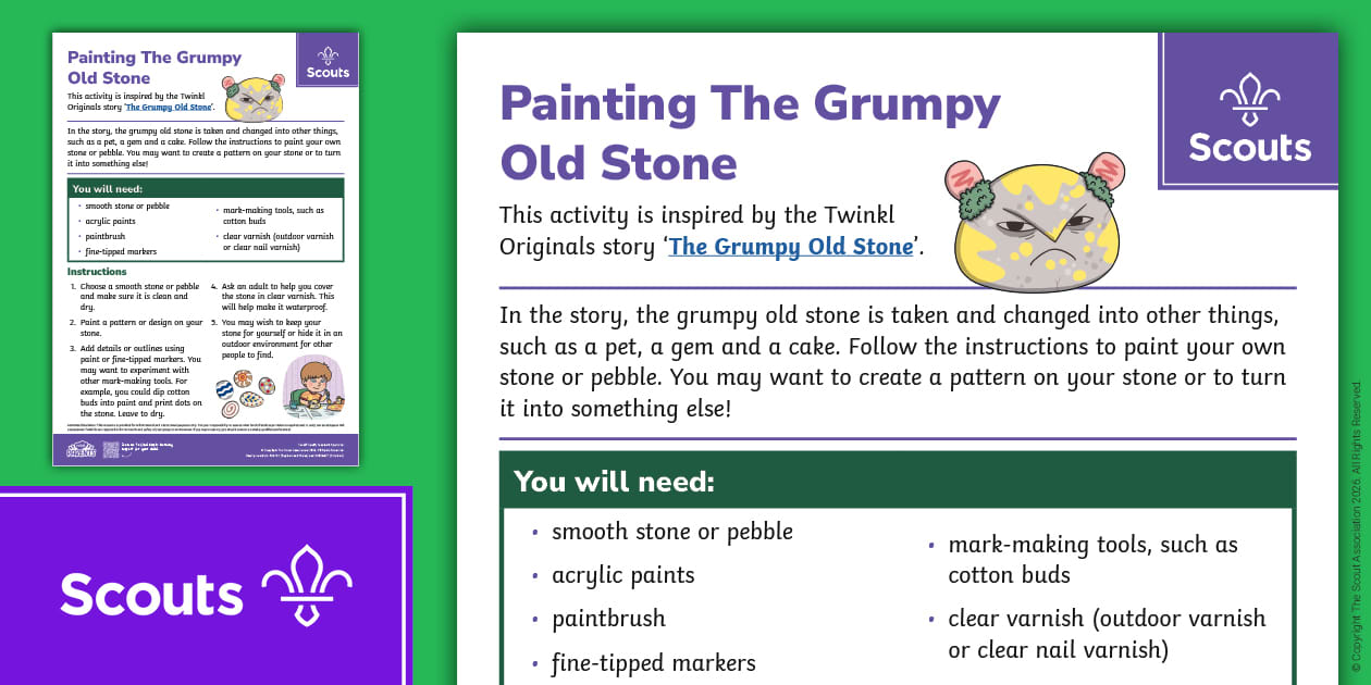 Grumpy Stone Tibia Scouts: Painting The Grumpy Old Stone Art Activity