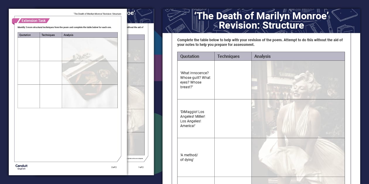 'The Death of Marilyn Monroe' Revision: Structure