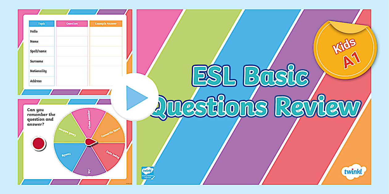 ESL Basic Questions Game [Kids, A1] (teacher made) - Twinkl
