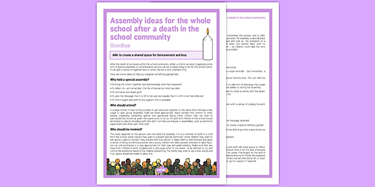 Assembly Ideas for Whole School After a Death in the School Community