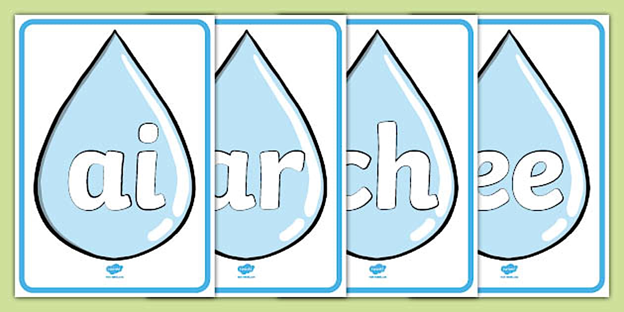 Phase 3 phonemes on Raindrops Display Posters
