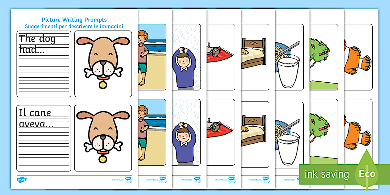 Simple Sentence Writing Stimulus Picture English/Italian - Simple Sentence