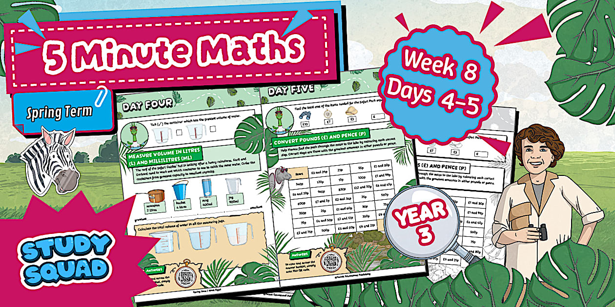 👉 Study Squad 5 Minute Maths - Year 3 Spring - Week 8 Days 4-5
