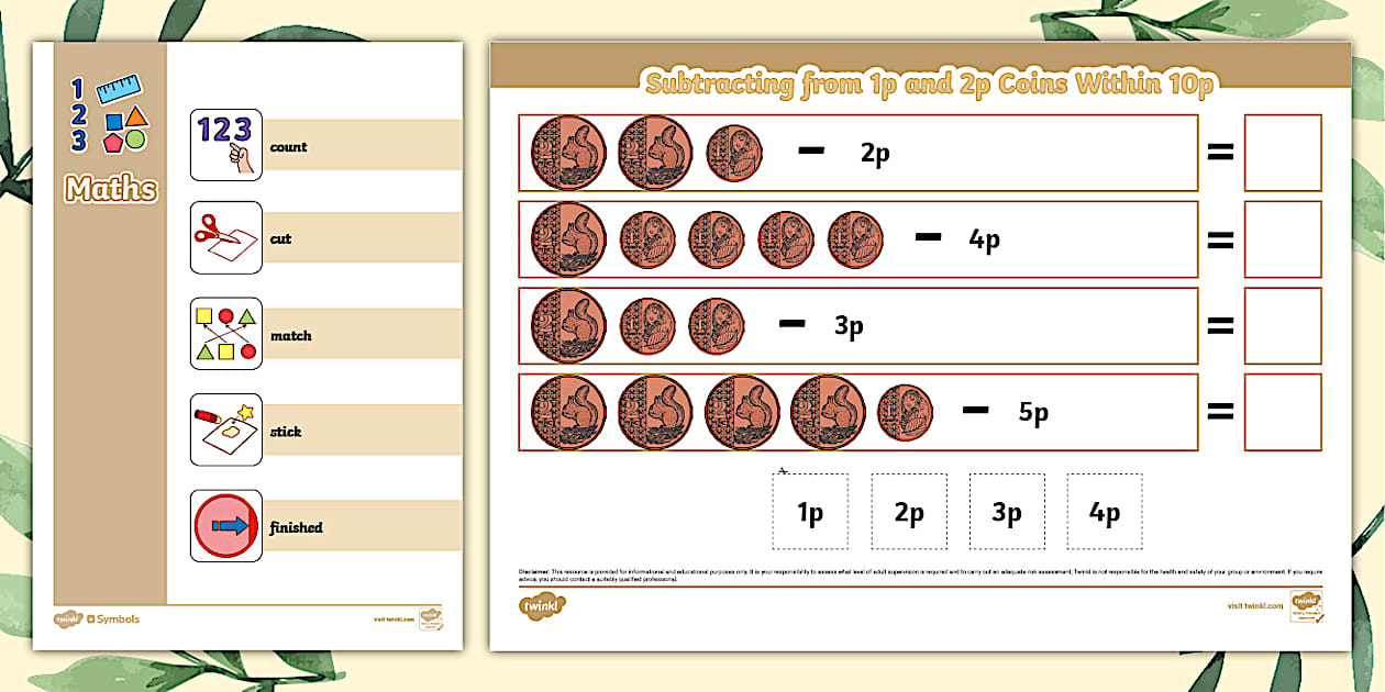 👉 SEND Structured Steps Money: Subtracting from 1p and 2p Coins Within 10p