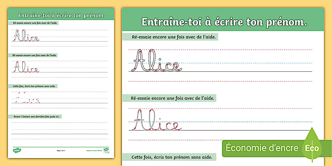 Ecris Ton Pr nom En Cursive l enseignant A Fait Twinkl Ecris Ton Pr nom En Cursive l enseignant A Fait Twinkl