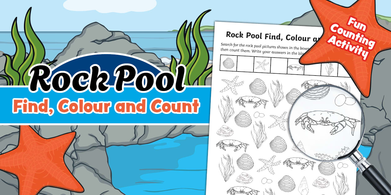 Rock Pool Find, Colour and Count - KS1 - Twinkl