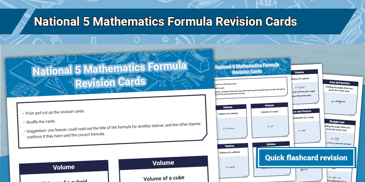Hover Math Formula National 5 Mathematics Formula Revision Cards