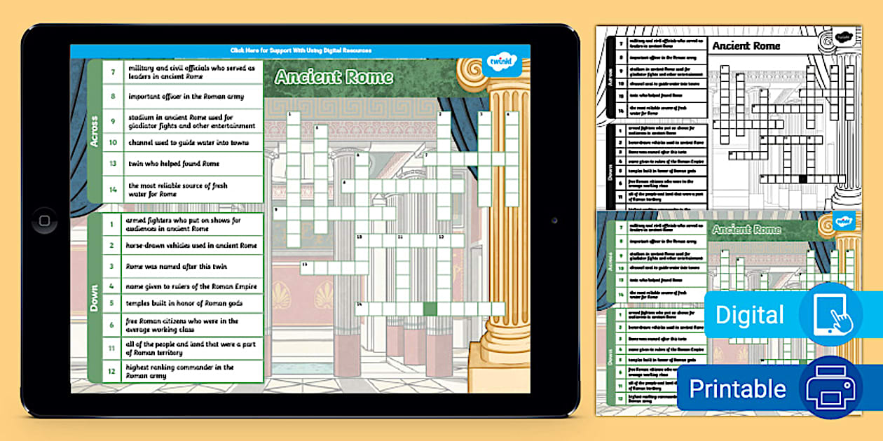 Sixth Grade Ancient Rome Crossword Puzzle Twinkl