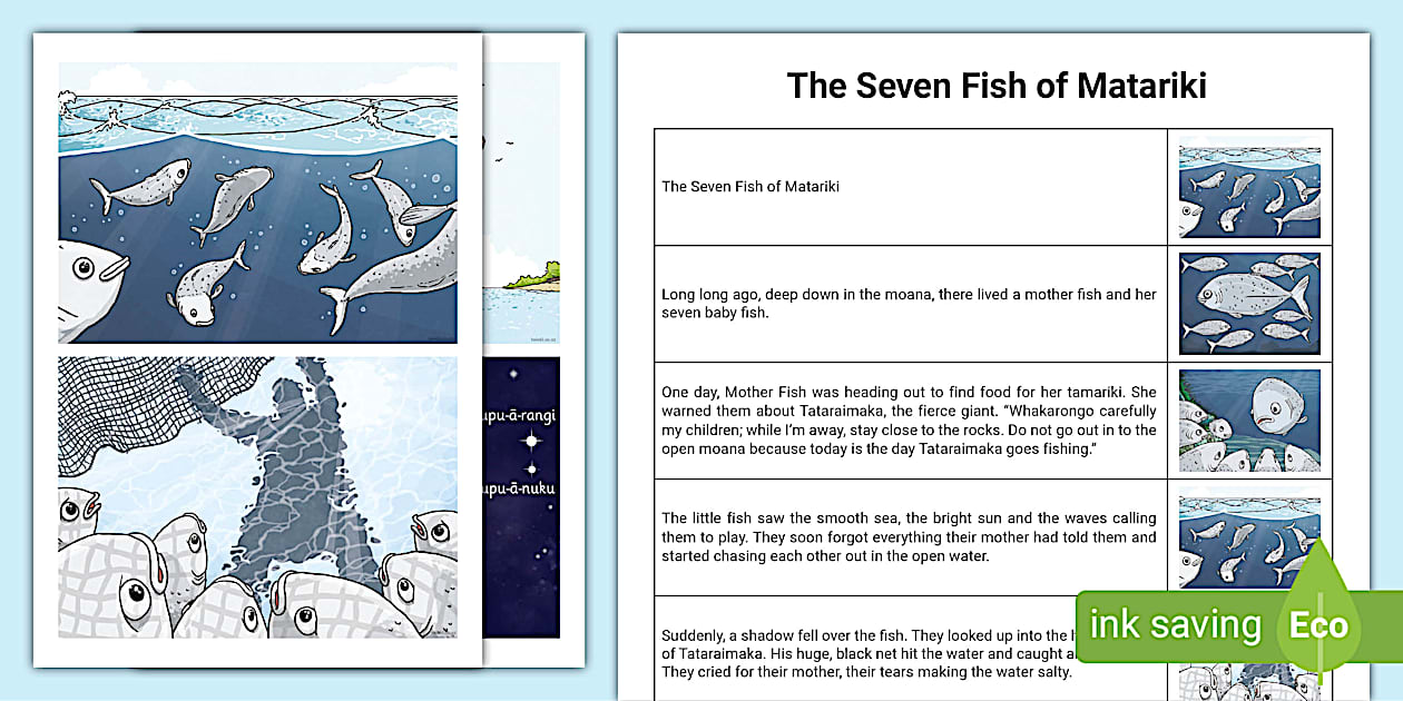 The Seven Fish of Matariki Board Story Cut-Outs - Twinkl