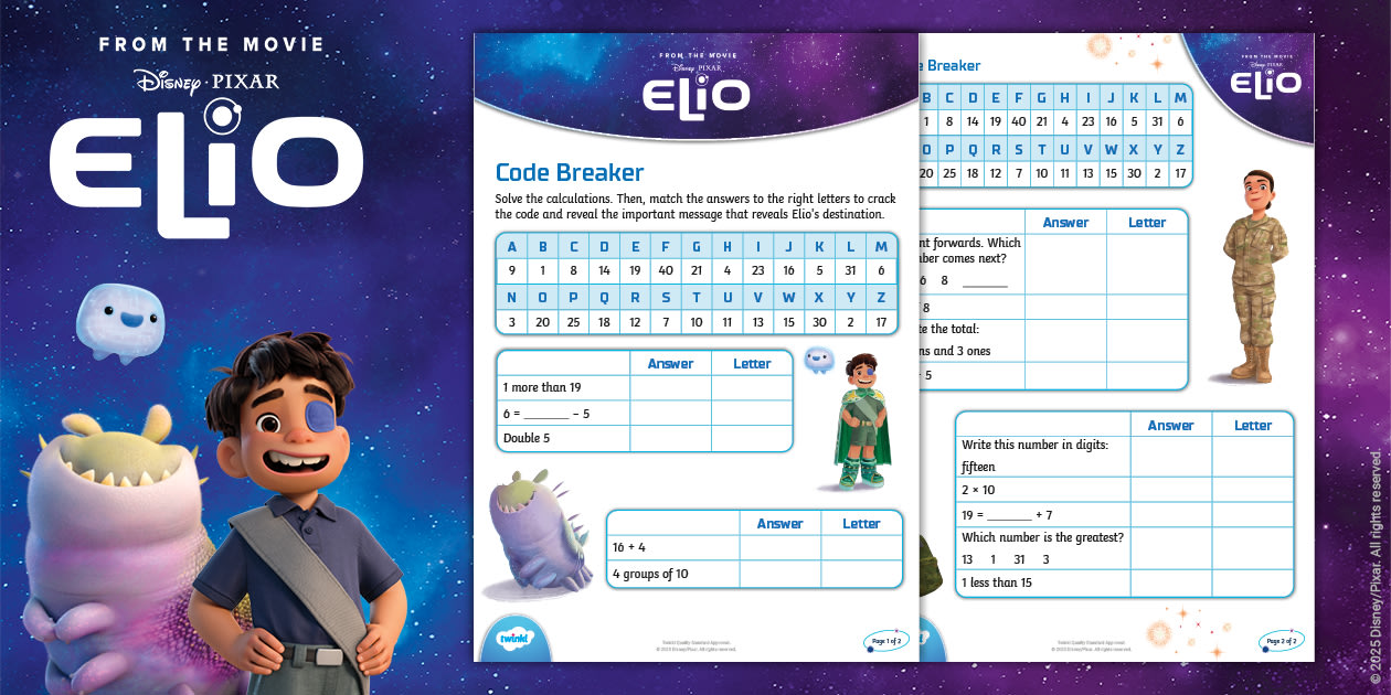 👉 Elio: Maths Code Breaker Activity [Ages 5-7]