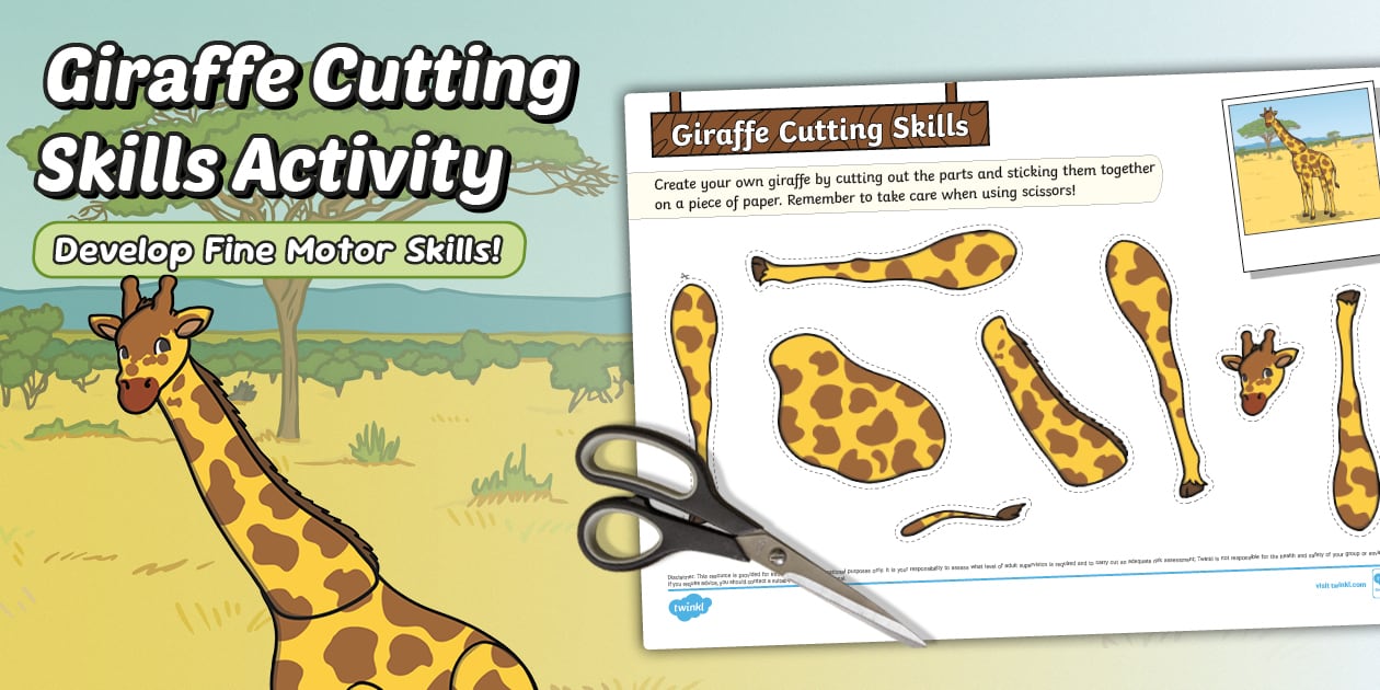 Giraffe Cutting Skills Activity - Twinkl - KS1