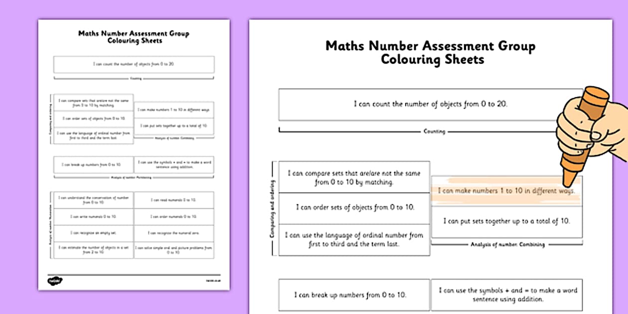 Editable 1999 Curriculum Senior Infants Maths Number Assessment Group