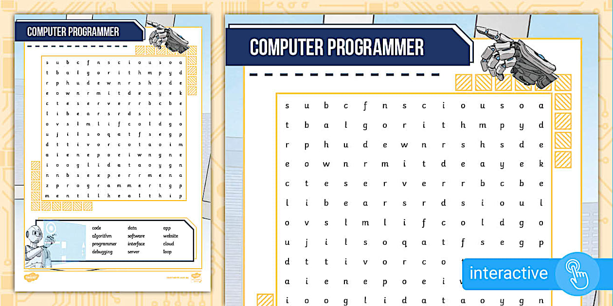 Computer Programmer Word Search - Primary Education Resource