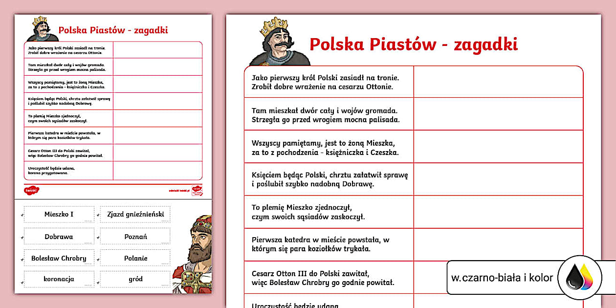 Polska Pierwszych Piastów Sprawdzian Chomikuj Polska pierwszych Piastów | Wytnij i wklej | Zagadki