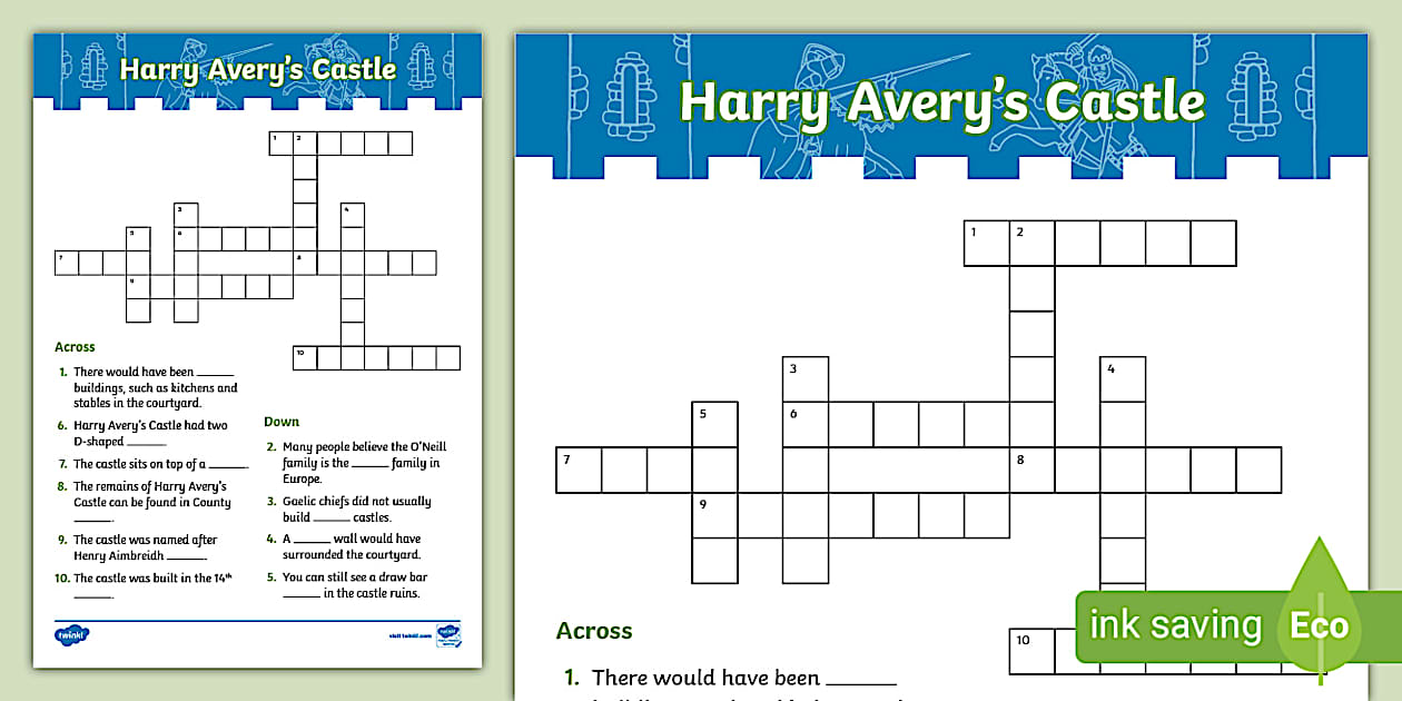 Harry Avery #39 s Castle Crossword (teacher made) Twinkl