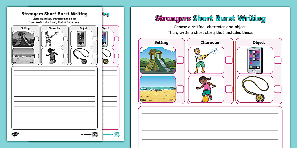 Strangers Short Burst Writing Template - Twinkl