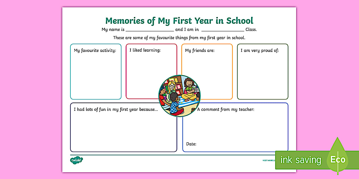 Editable Memories of My First Year in School Worksheet