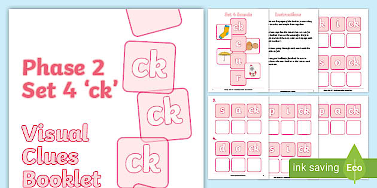 Phase 2 set 4 ck visual cues word cut and paste booklet