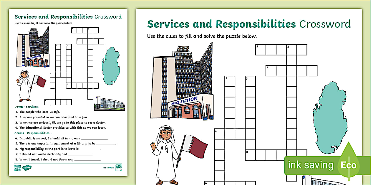 Service And Responsibilities Crossword (teacher made)