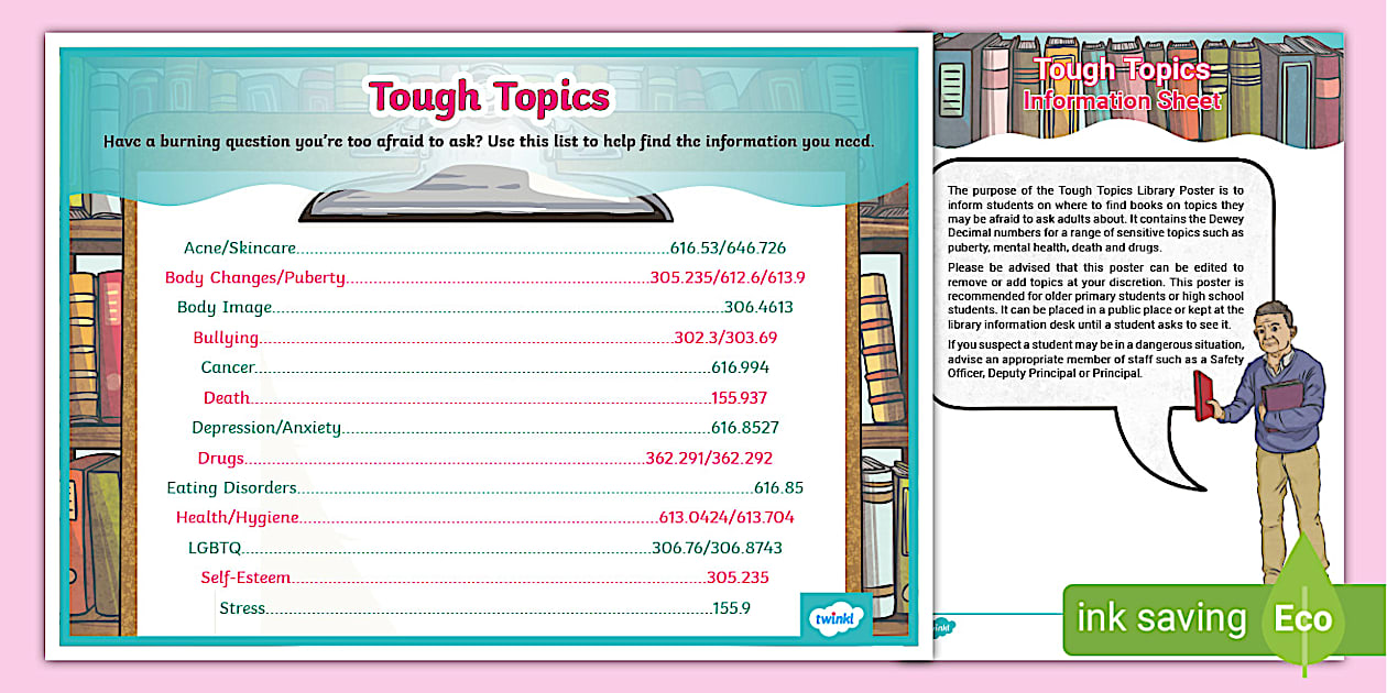 Tough Topics Library Poster - Library Resource
