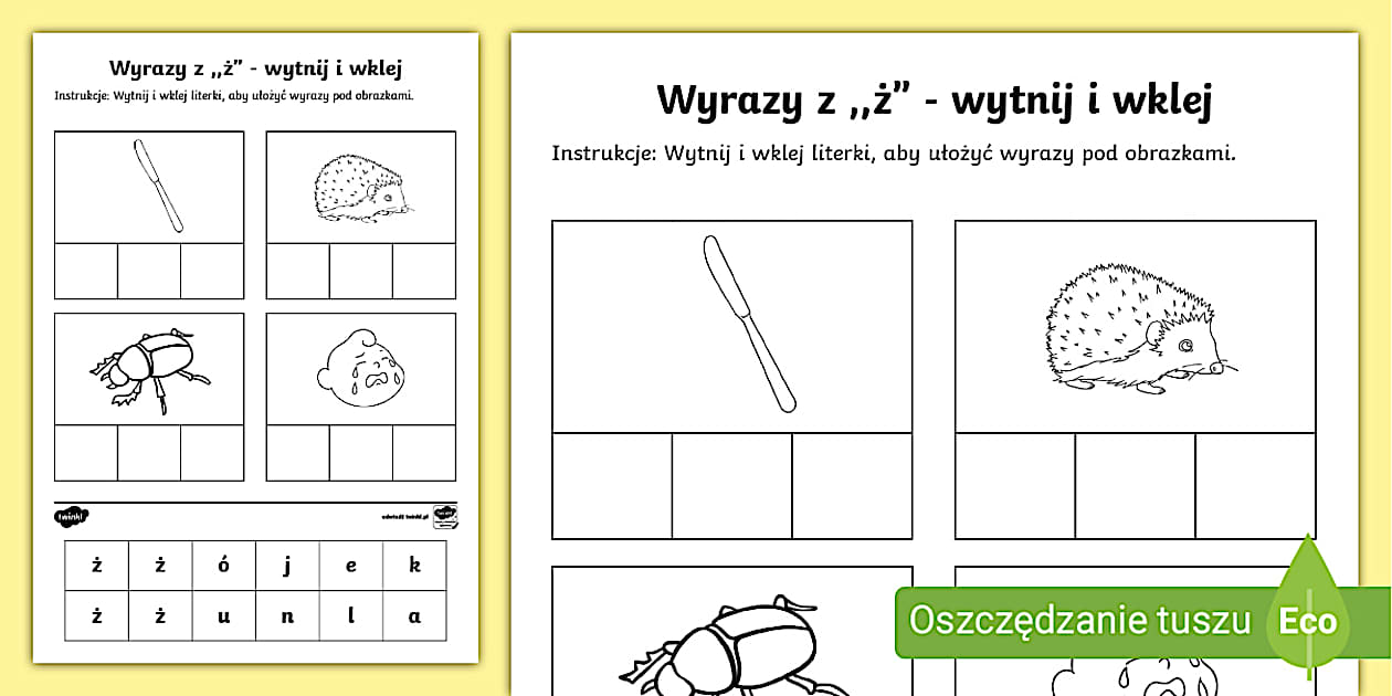 Wyrazy Z Z Z Kropka - Pisownia wyrazów z ż | Karta pracy dla dzieci - Twinkl