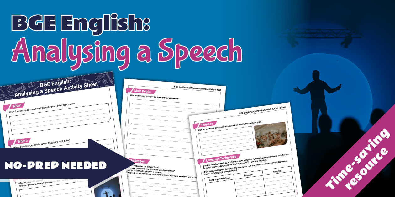 BGE English: Analysing a Speech Activity Sheet