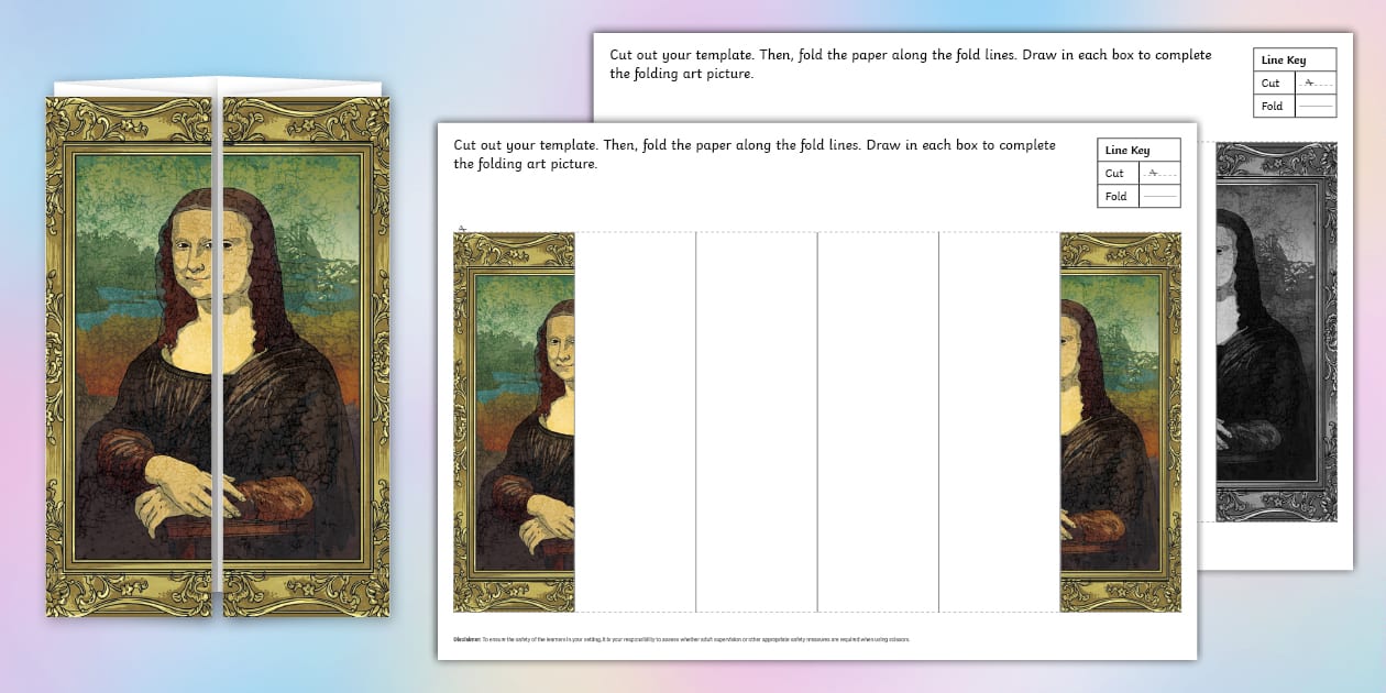 Mona Lisa Folding Art Template (teacher made) Twinkl