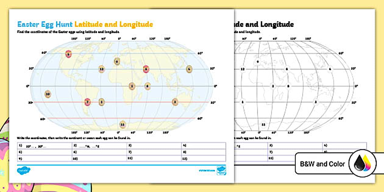 Easter Latitude And Longitude Activity | Twinkl USA - Twinkl