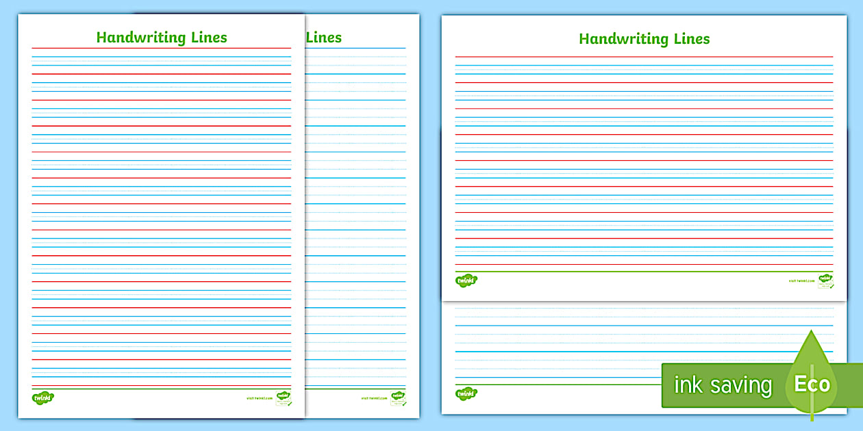Red and Blue Lined Handwriting Paper Printable - Twinkl