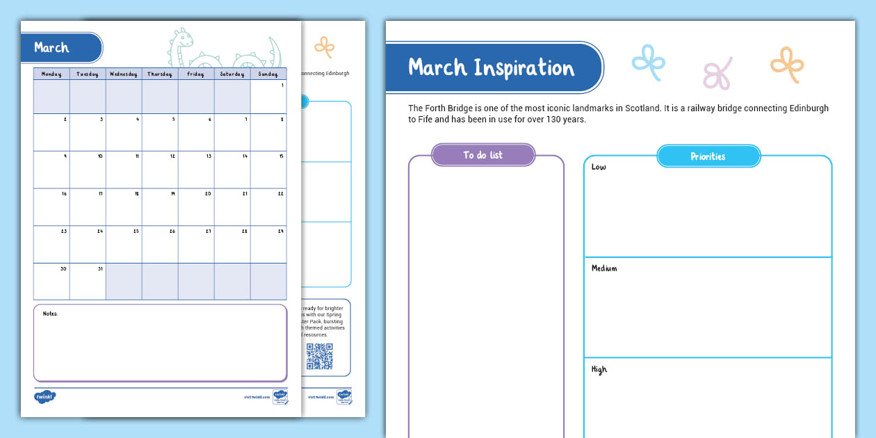 March Educator Monthly Planner (teacher made) Twinkl
