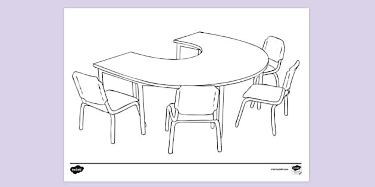 Computer Chair Colouring In Empty Desk and Chairs Colouring | Colouring Sheets - Twinkl
