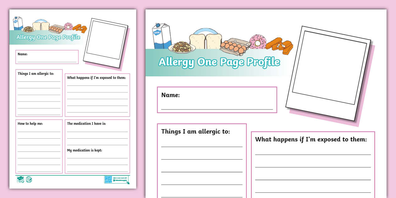 Allergy one page pupil profile teacher made twinkl