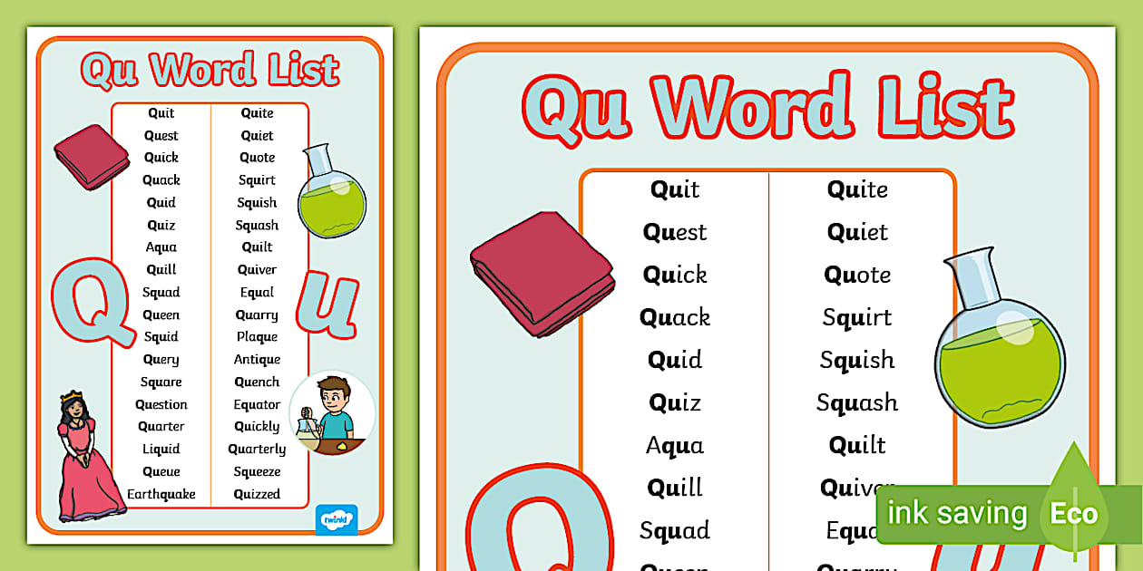 Qu Word List KS1 Phonics Qu Words Teacher Made Qu Word List KS1 Phonics Qu Words Teacher Made