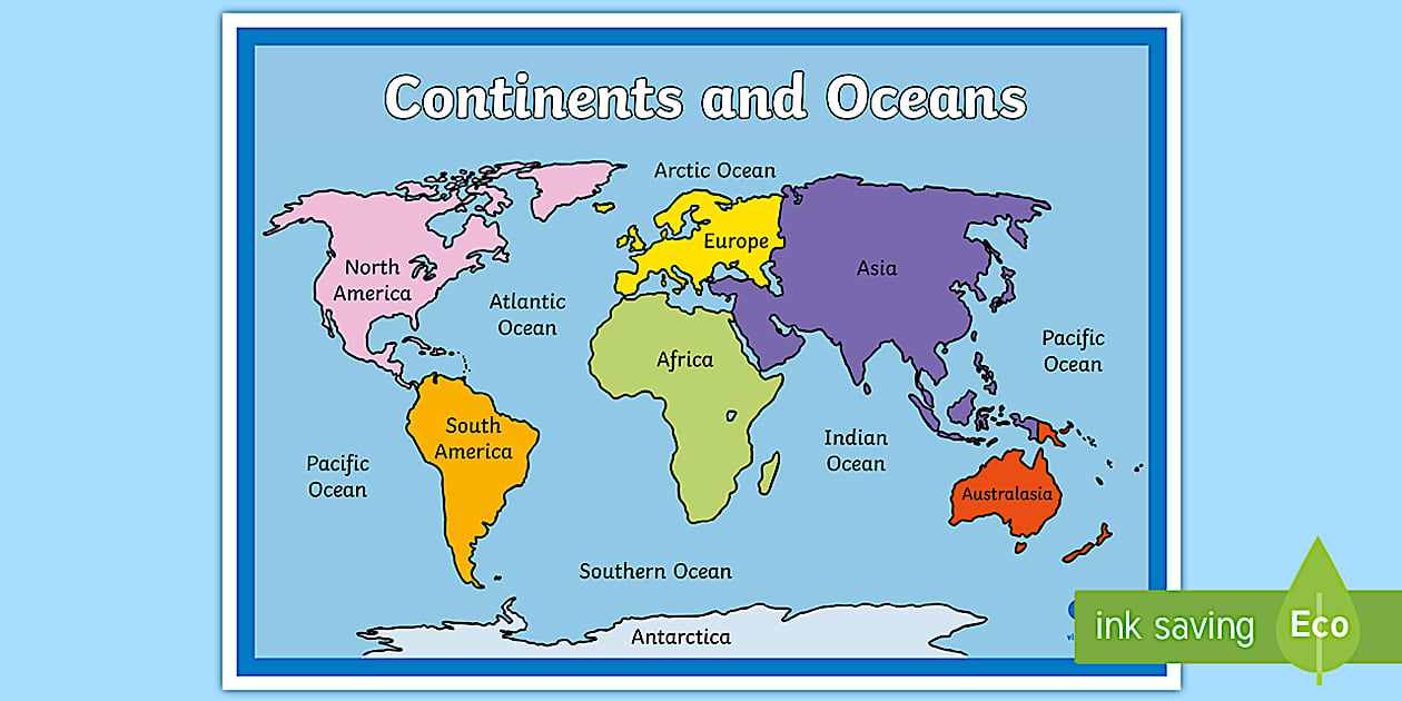 Seven Continents Map Geography Teaching Resources Twinkl