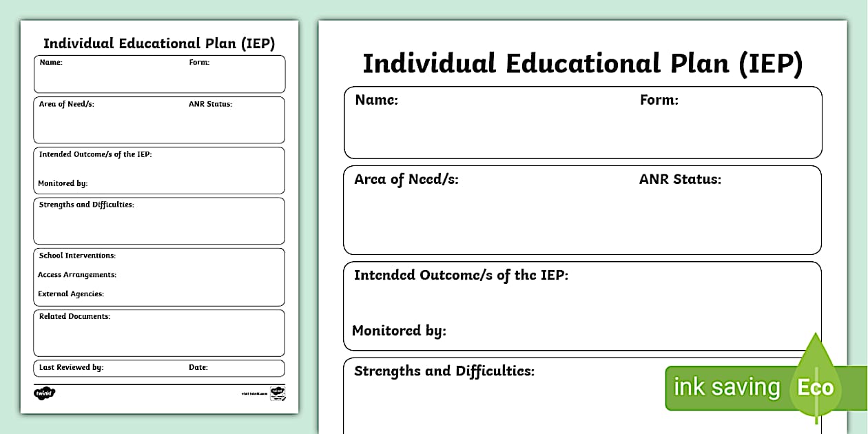 Editable Individual Education Plan Template (teacher made)
