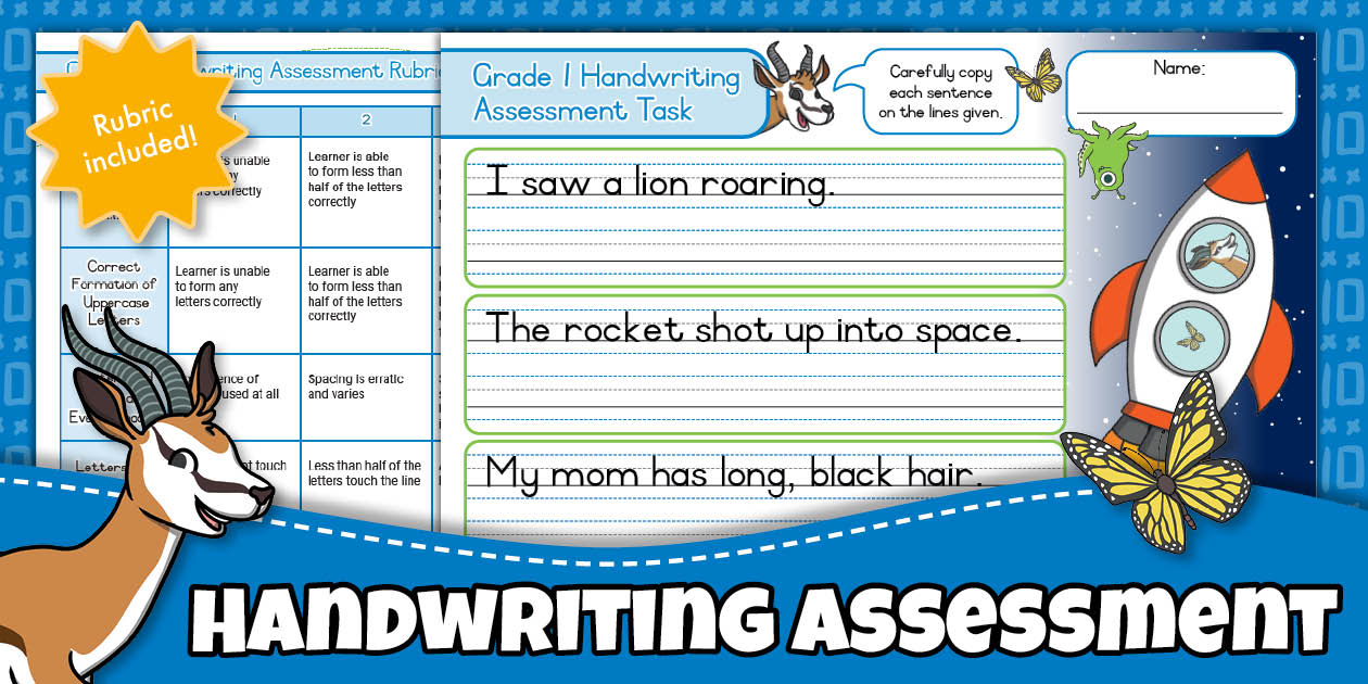 Grades 1 - Handwriting - Assessment Sheet -Task and Rubric
