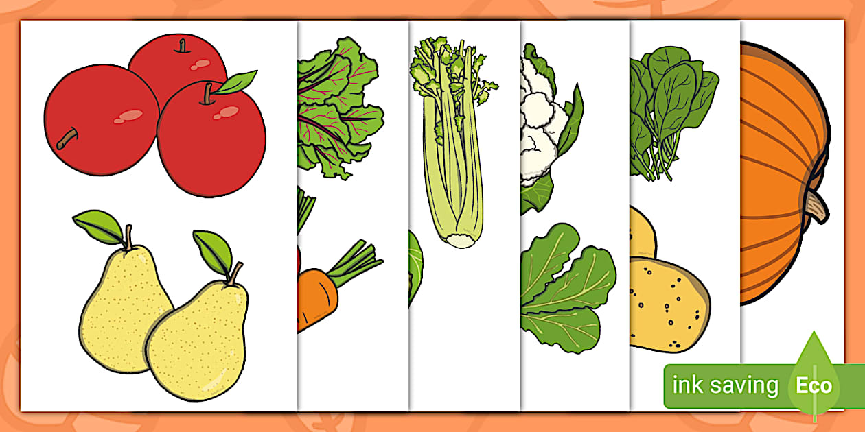 Autumn Fruit and Vegetable Display Cut-Outs - Twinkl - KS1