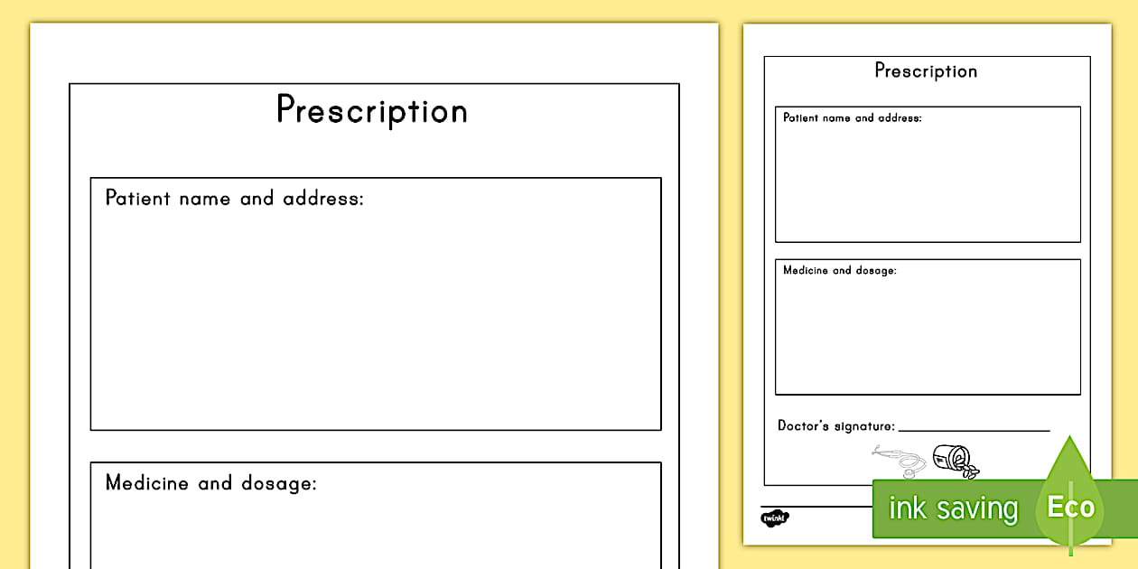Doctor Dramatic Play Prescription Form (teacher made)