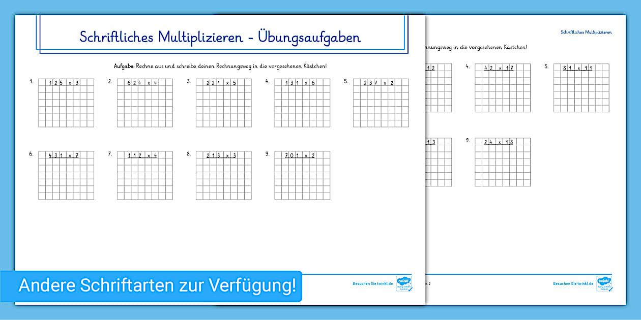 schriftliches-multiplizieren-arbeitsblatt-twinkl