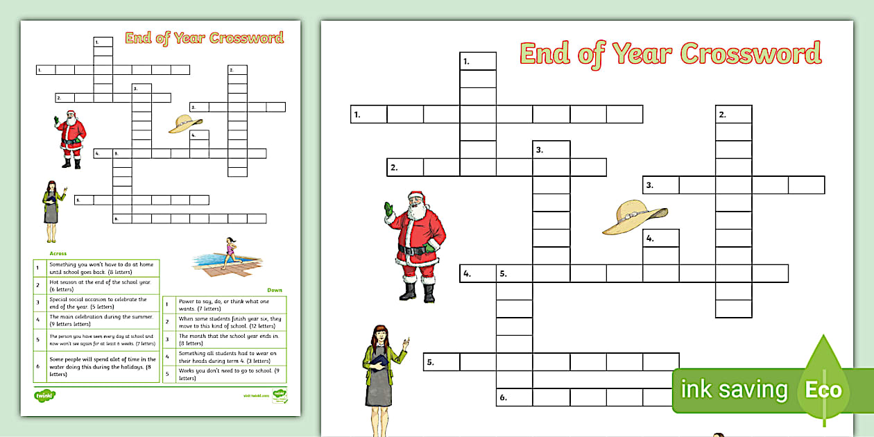End of Year Crossword Puzzle