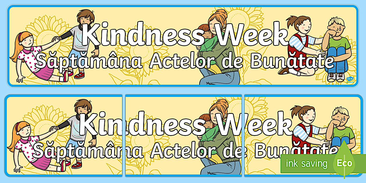 Kindness Week Display Banner English/Romanian - Twinkl