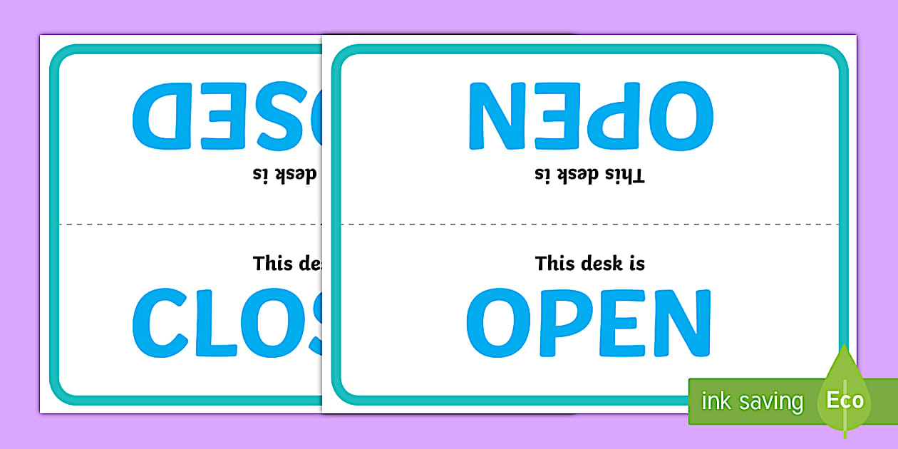 Emirates Post Open and Closed Desk Table Sign (teacher made)
