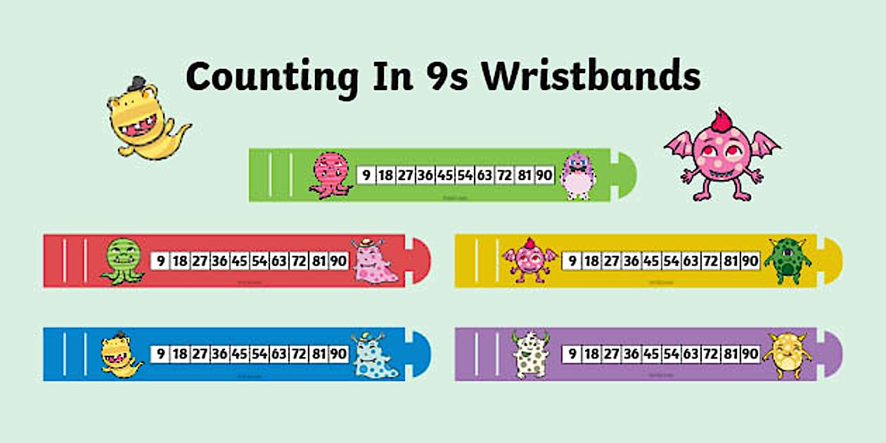 Counting In 9s Wristbands (teacher made) Twinkl